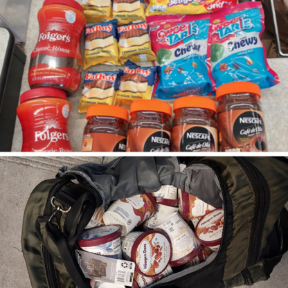 Stolen merchandise recovered during retail theft operation consisting of candy and ice cream